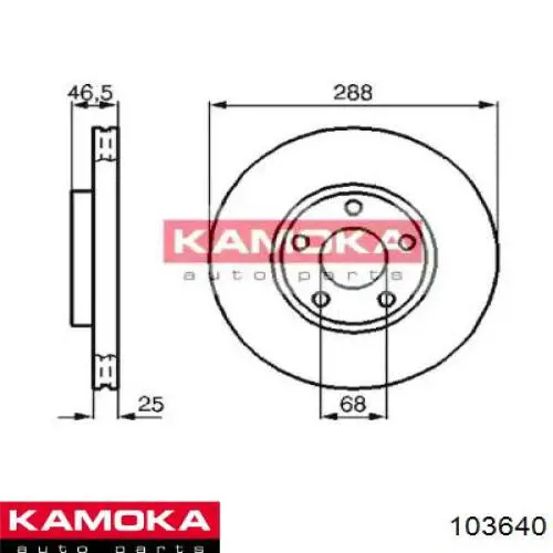 103640 Kamoka диск тормозной передний
