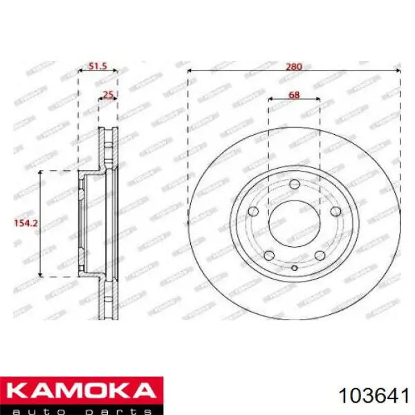Передние тормозные диски 103641 Kamoka