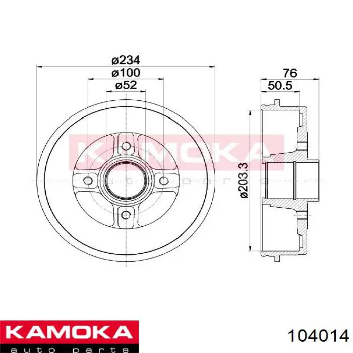 104014 Kamoka tambor do freio traseiro