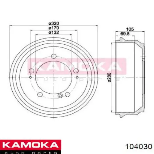 Тормозной барабан 104030 Kamoka