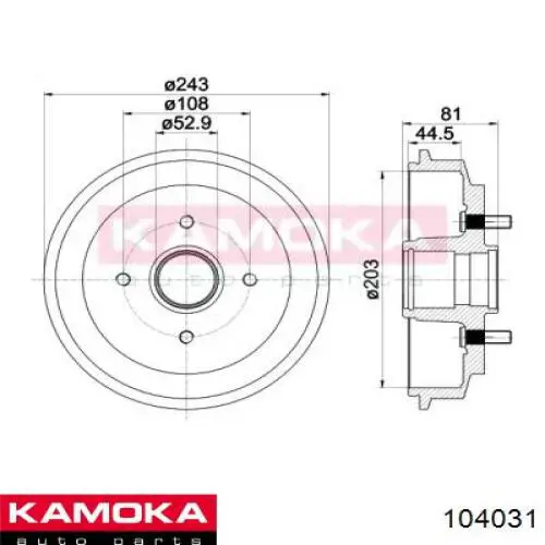 Тормозной барабан 104031 Kamoka