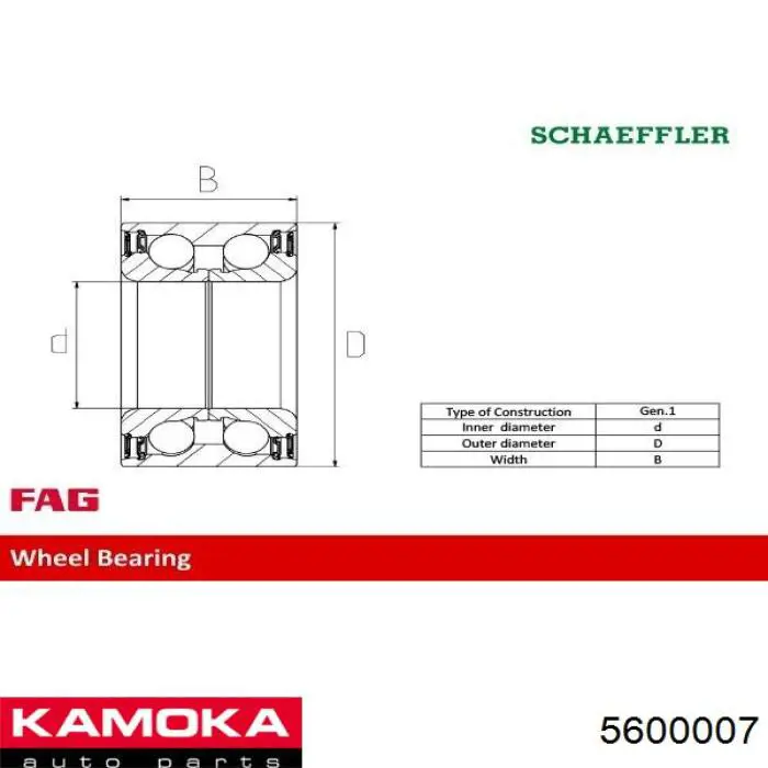 Купить 5600007 Kamoka Подшипник передней ступицы