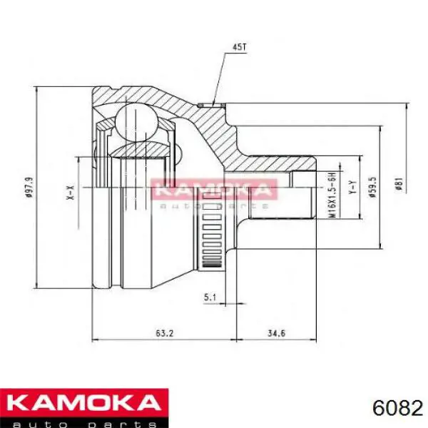 Junta homocinética exterior delantera 6082 Kamoka