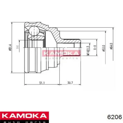 ШРУС наружный задний 6206 Kamoka