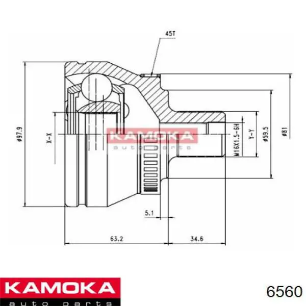 ШРУС наружный передний KAMOKA 6560