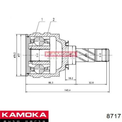 8717 Kamoka ШРУС внутренний, передний