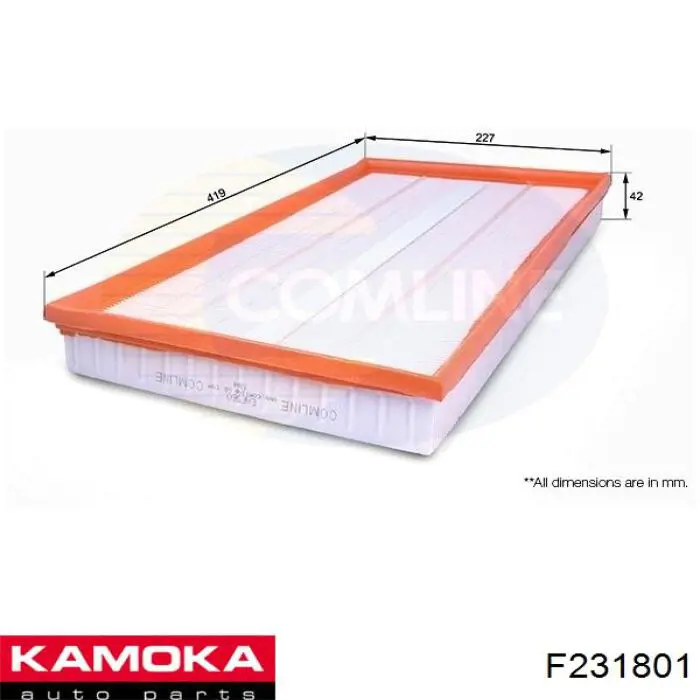 F231801 Kamoka Воздушный фильтр двигателя
