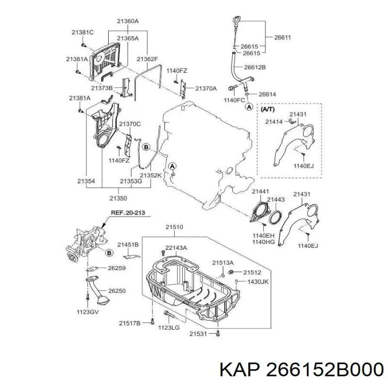 Anel de vedação da guia de sonda do nível de óleo de motor para Hyundai Sonata (NF)