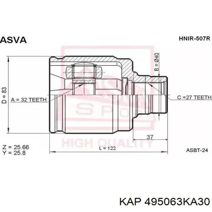 Пыльник шарнира угловых скоростей внутренний передний KAP 495063KA30 цена, от 6.47 USD