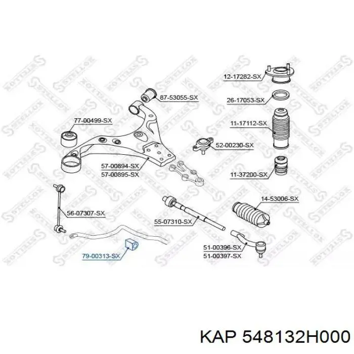 Купить 548132H000 KAP Втулки переднего стабилизатора