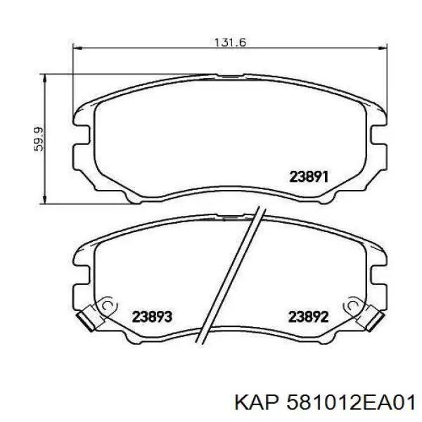 Колодки тормозные передние дисковые KAP 581012EA01