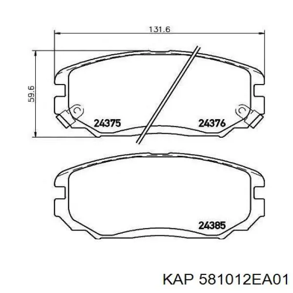 Купить 581012EA01 KAP Колодки тормозные