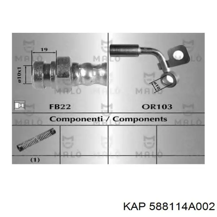 Купить 588114A002 KAP Шланг тормозной передний левый