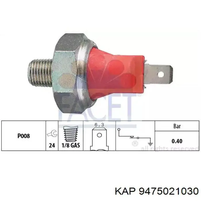 Indicador, presión del aceite 9475021030 KAP