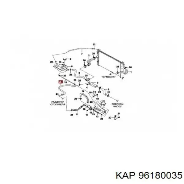 Патрубок системи охолодження 96180035 KAP