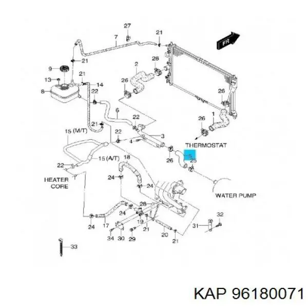 96180071 KAP mangueira (cano derivado de bomba de água de admissão)