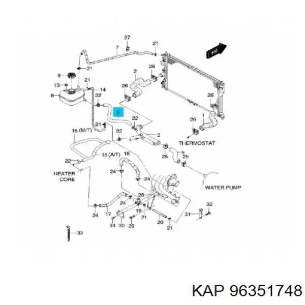 Шланг расширительного бачка нижний 96351748 KAP