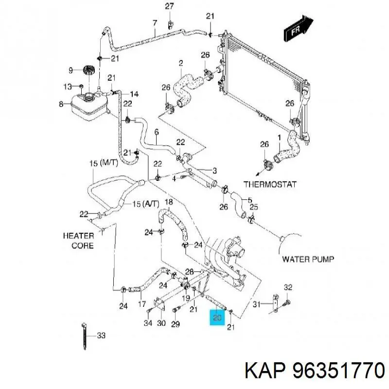 96351770 KAP mangueira (cano derivado de aquecimento da válvula de borboleta)