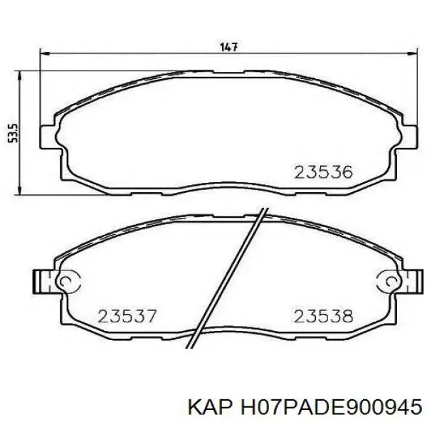 Колодки тормозные передние дисковые KAP H07PADE900945