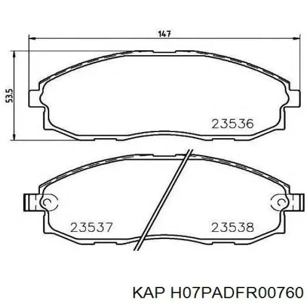 Колодки тормозные передние дисковые KAP H07PADFR00760
