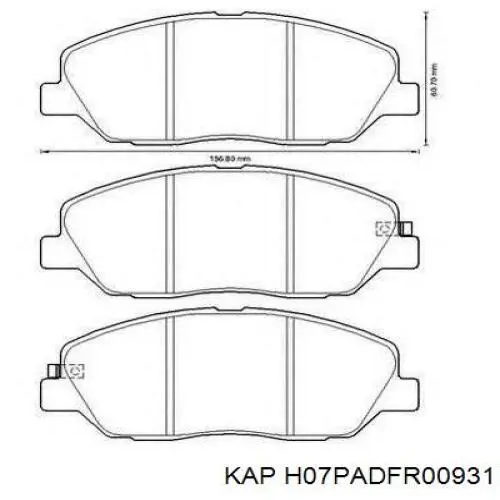 Передние тормозные колодки H07PADFR00931 KAP