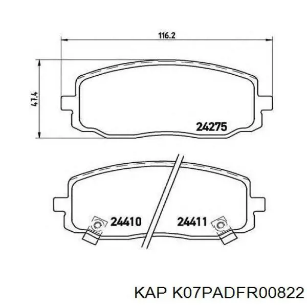 Передние тормозные колодки K07PADFR00822 KAP