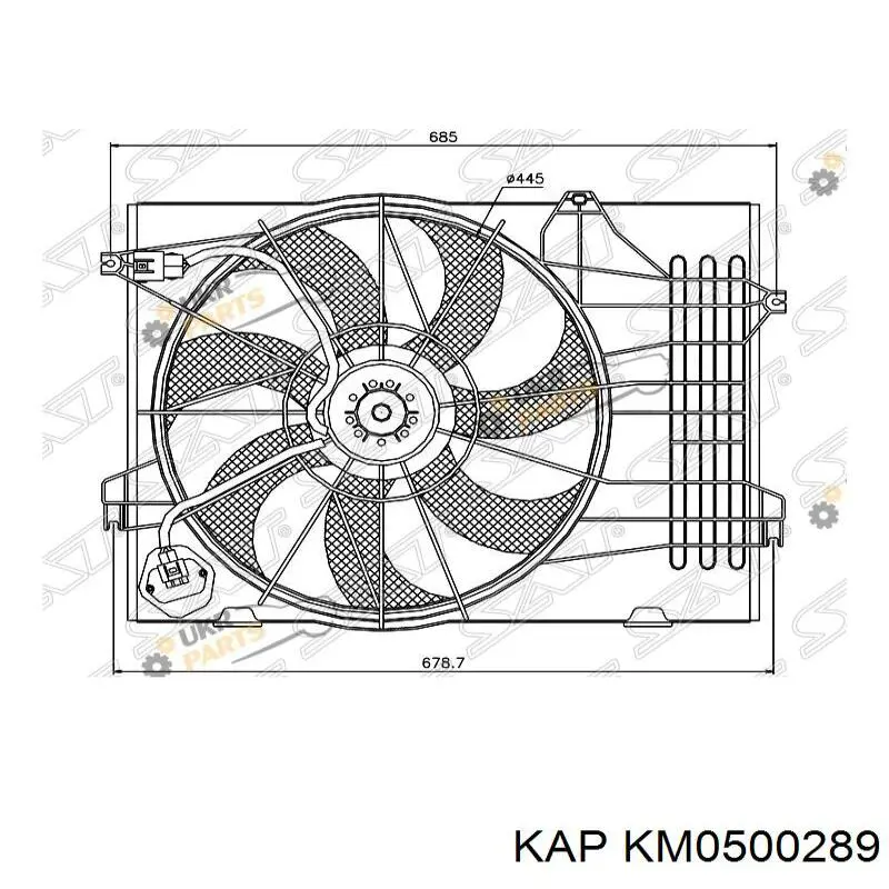 Диффузор вентилятора в сборе с мотором и крыльчаткой KM0500289 KAP