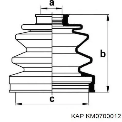KM0700012 KAP Пыльник ШРУСа передней полуоси внутренний