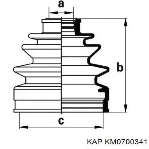 KM0700341 KAP Пыльник ШРУСа передней полуоси внутренний