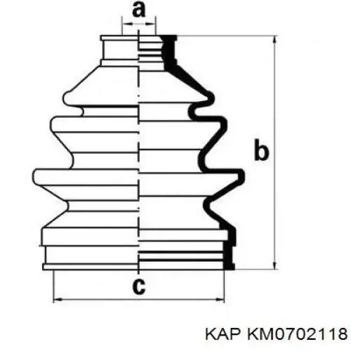 Fuelle, árbol de transmisión delantero interior KM0702118 KAP