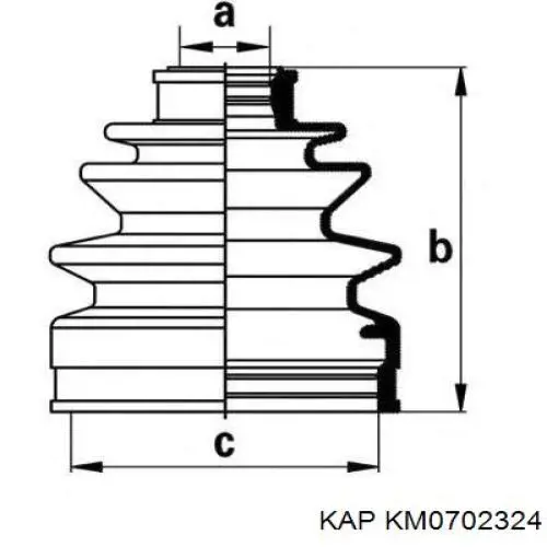 KM0702324 KAP Пыльник ШРУСа передней полуоси внутренний