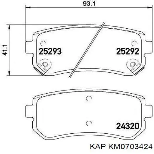 Задние тормозные колодки KM0703424 KAP