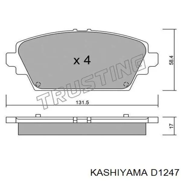 Колодки гальмівні передні, дискові D1247 Kashiyama