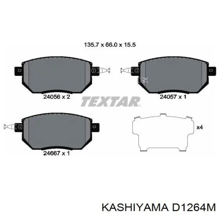 Передние тормозные колодки D1264M Kashiyama