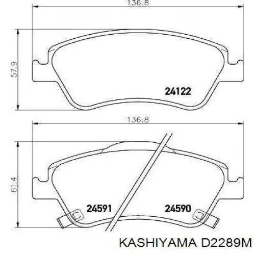Передние тормозные колодки D2289M Kashiyama
