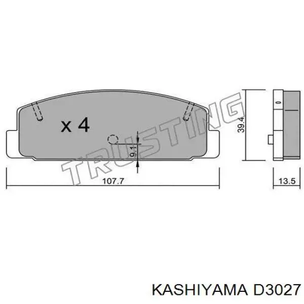 Купить D3027 Kashiyama Колодки тормозные задние, дисковые