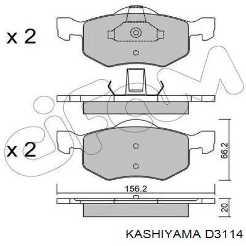 Передние тормозные колодки D3114 Kashiyama