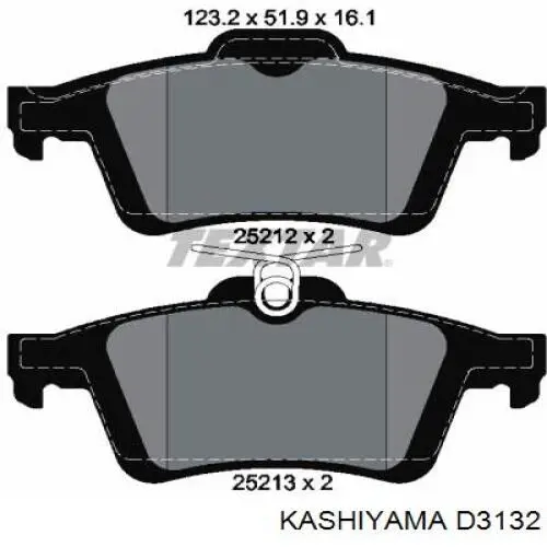 Купить D3132 Kashiyama Колодки тормозные задние, дисковые