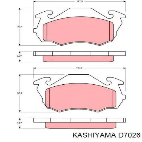 D7026 Kashiyama колодки тормозные передние дисковые