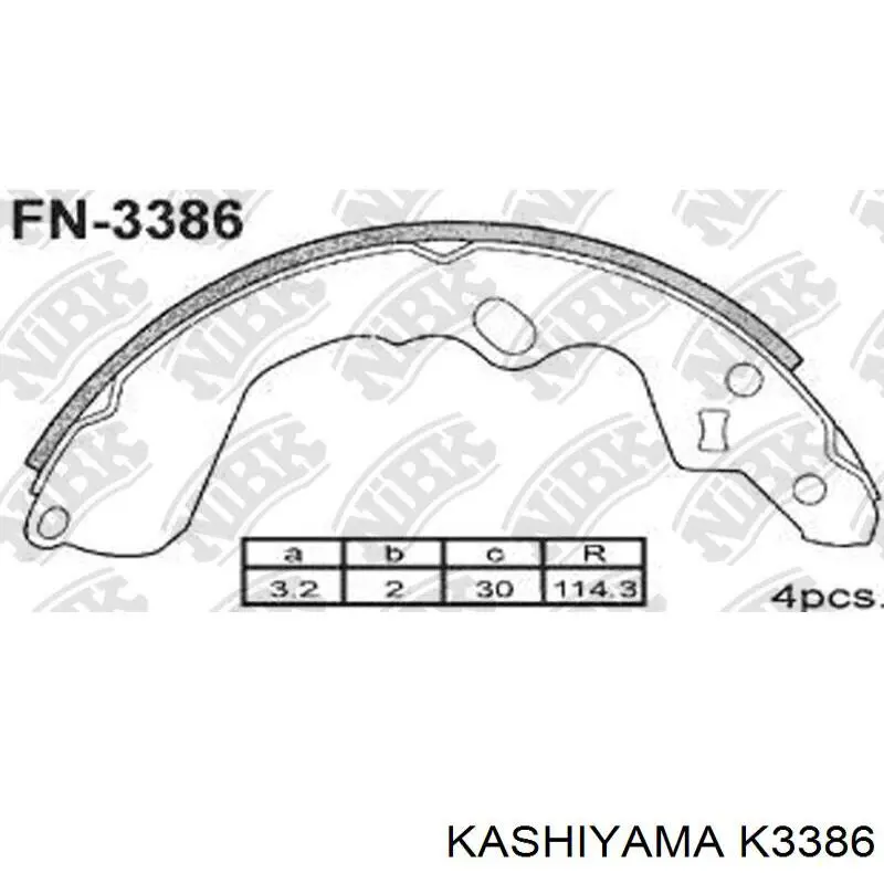 Задние барабанные колодки K3386 Kashiyama