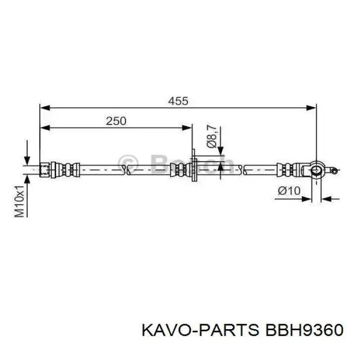 Шланг тормозной передний правый Kavo Parts BBH9360
