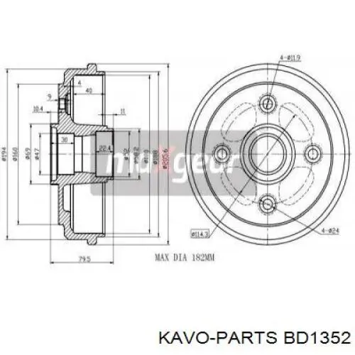 Барабан гальмівний задній BD1352 Kavo Parts