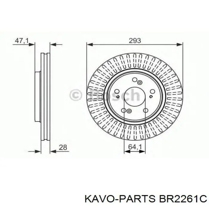Тормоз дисковый передний Kavo Parts BR2261C цена, от 53.99 USD