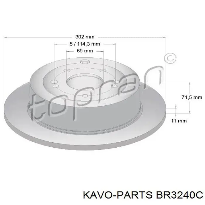 Задний тормозной диск Kavo Parts BR3240C цена, от 38.88 USD
