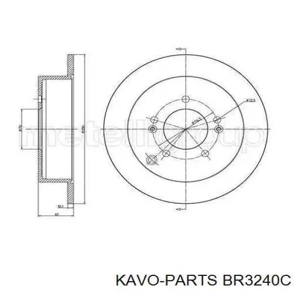 Тормозные диски BR3240C Kavo Parts