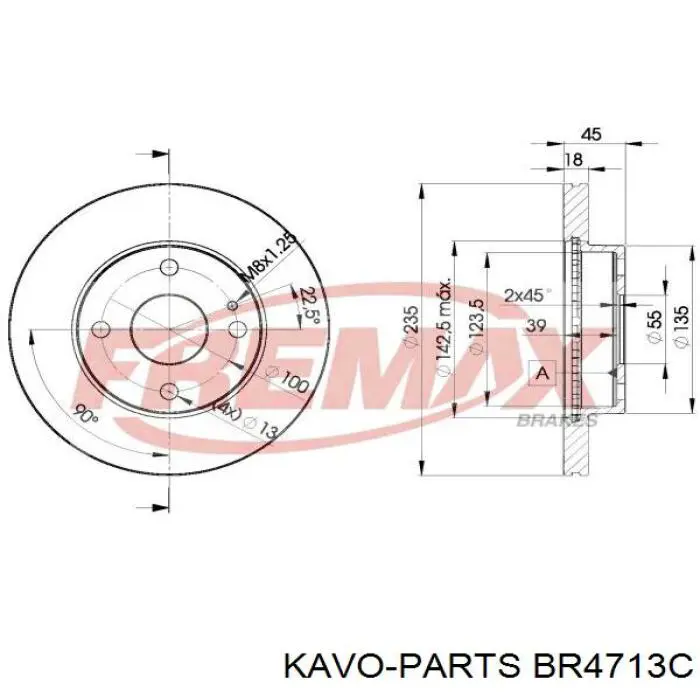 Купить BR4713C Kavo Parts Ротор тормозной