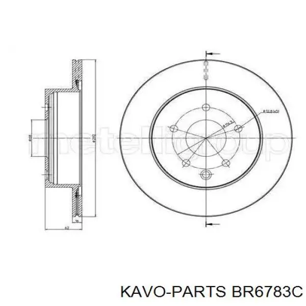 Задний дисковый тормоз Kavo Parts BR6783C