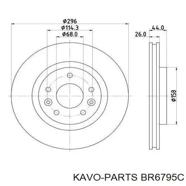 Передние тормозные диски BR6795C Kavo Parts