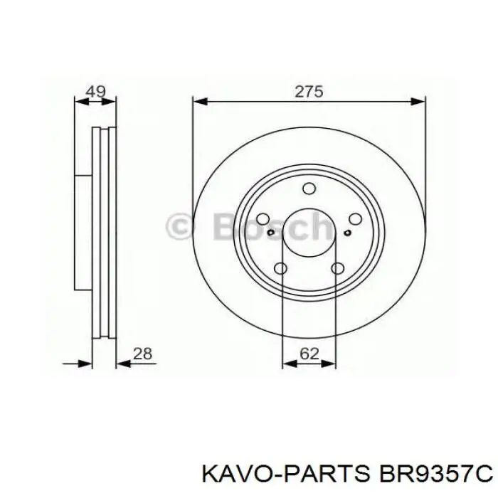 Передние тормозные диски BR9357C Kavo Parts