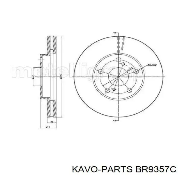 Передний тормозной диск Kavo Parts BR9357C